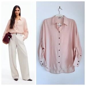Madewell Pink Heathered Flannel Dolman Button-Up Shirt Size Small NWOT